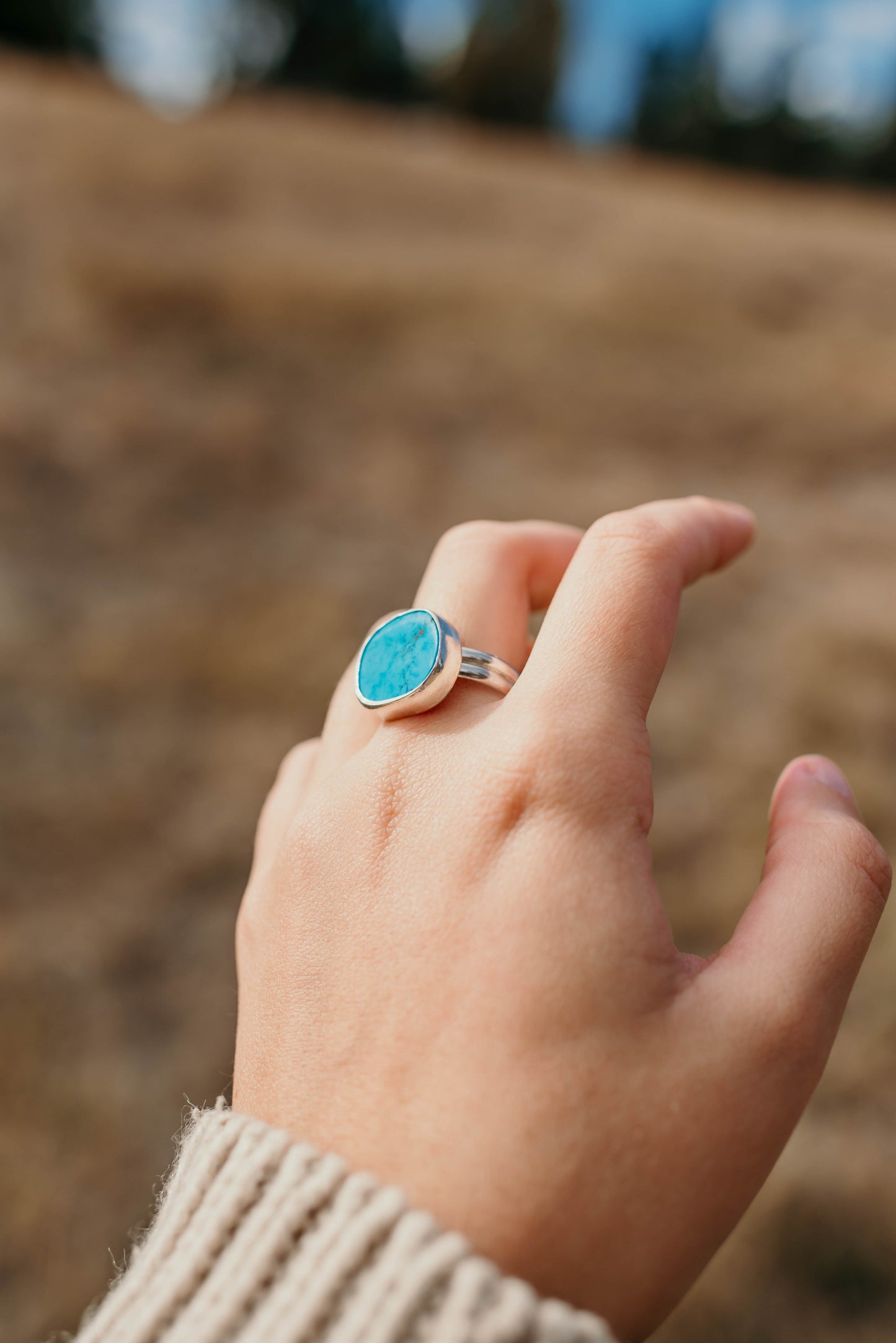 Chunky Turquoise Ring - size 8.5