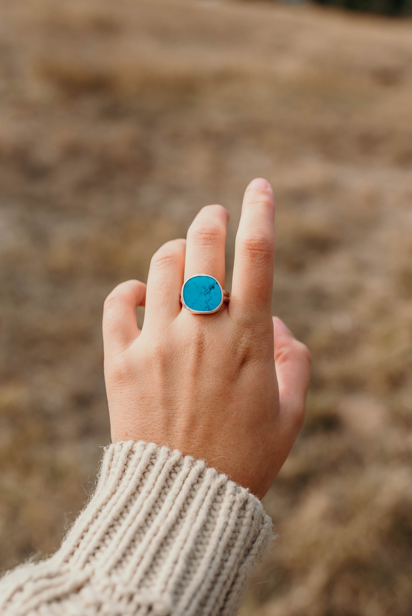 Chunky Turquoise Ring - size 8.5